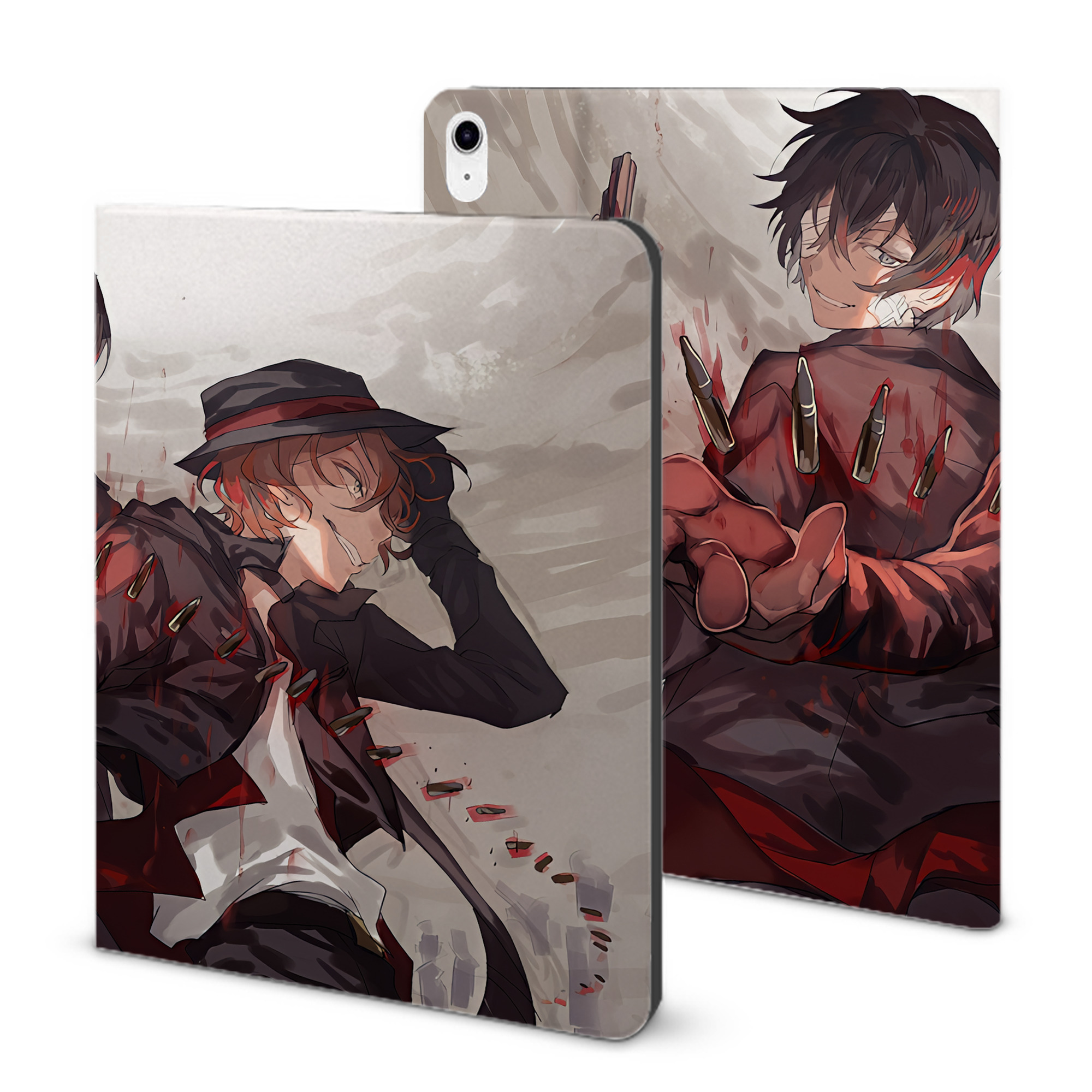 （画像用） 文豪ストレイドッグス Bungo Stray Dogs IPad ケース ブック型 PUレザー TPU 耐衝撃 軽量 薄型 ペン収納なし 全面保護 IPad 各モデル対応